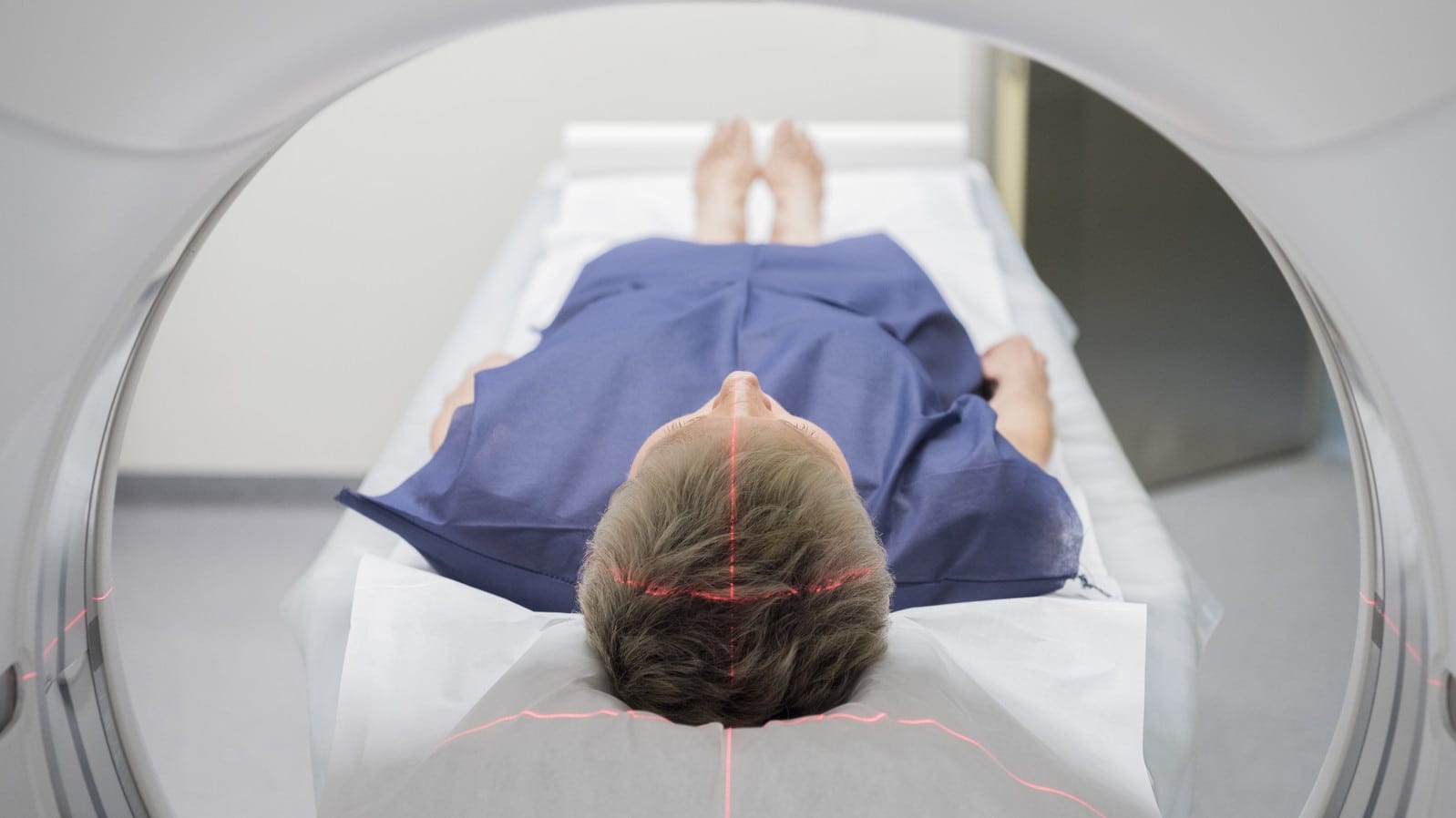 Man Receiving A CT Scan Stock Photo