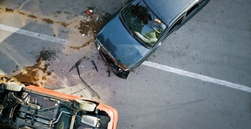 Overhead Photo Of A Violent Car Accident