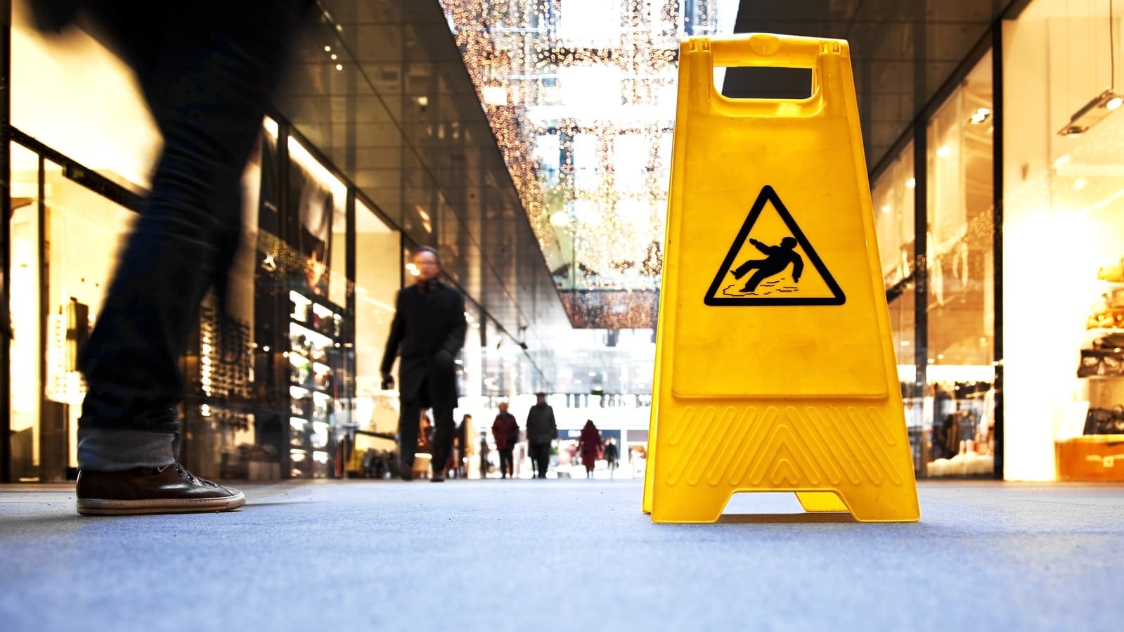 Caution Slippery Surface Sign Stock Photo