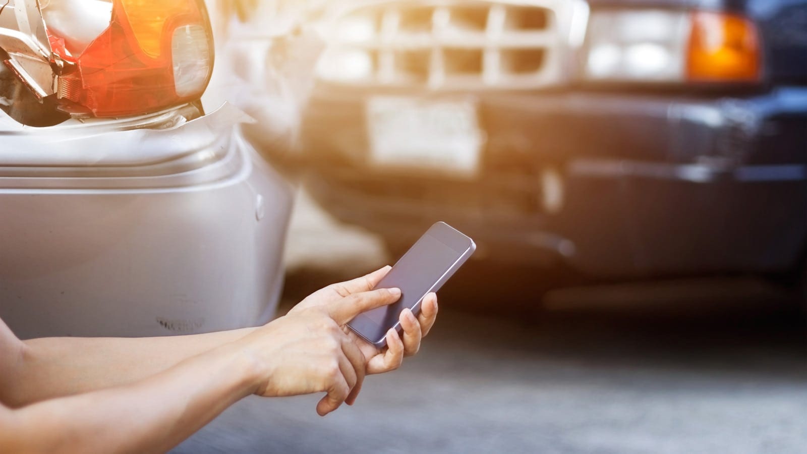 Man Reporting A Car Accident Stock Photo